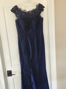 Long Navy Dress with Sequins